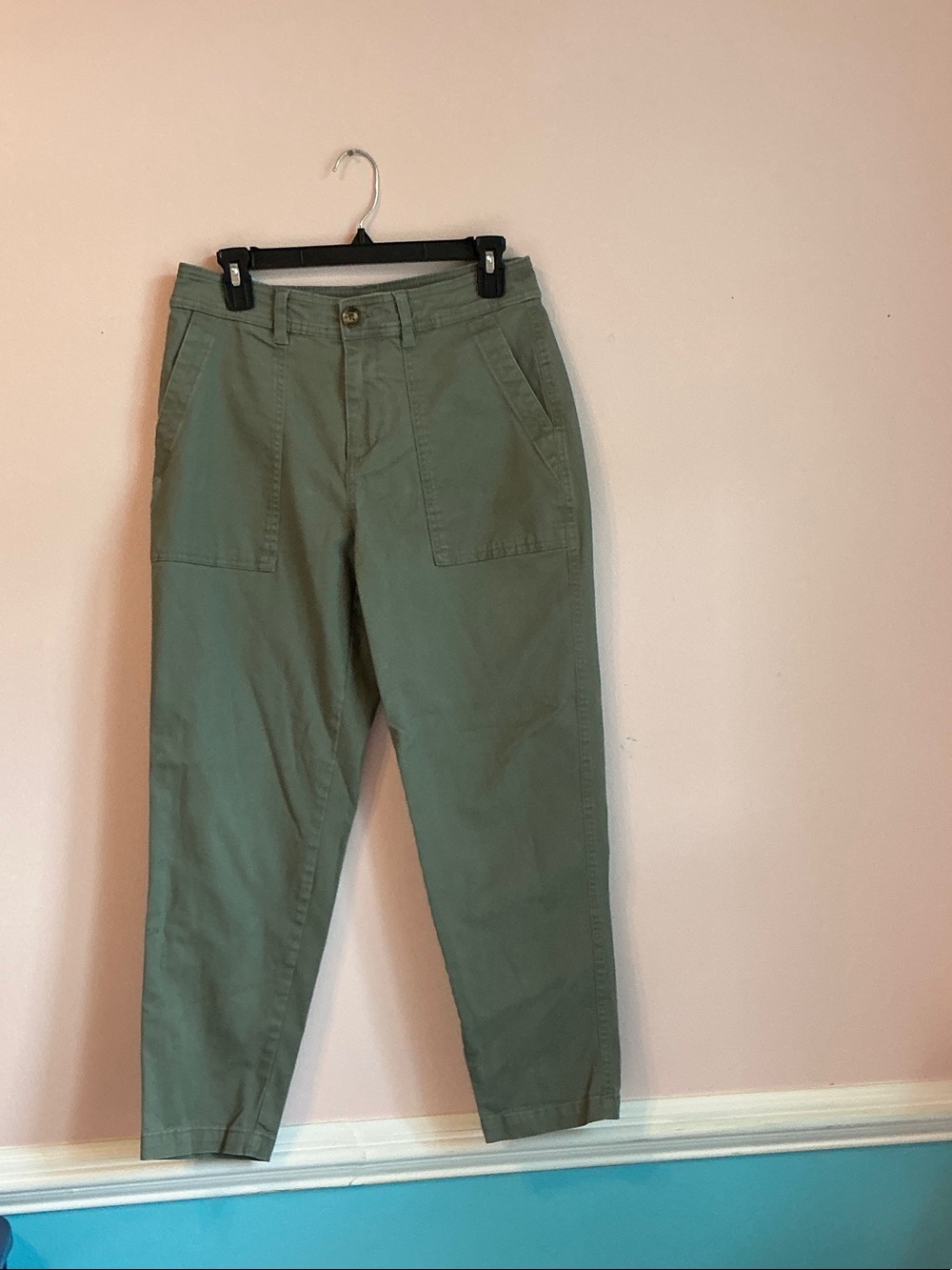 Olive Green Jeans Straight-Leg size 6